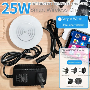 25W Embedded Wireless Charging Furniture ABS Bedside Table 60 Holes Fast Charging Hidden Wireless <strong>Charger</strong> Electrical Plug - Product Image 5