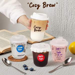 定制标志波巴奶茶泡沫茶杯12盎司16盎司24盎司带盖聚丙烯塑料果汁杯 - Product Image 5