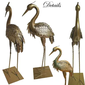 Flamingo patung taman Diameter 20mm, logam besi patung burung seni derek rumput ornamen untuk penggunaan sehari-hari