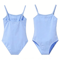 Justaucorps de ballet pour filles avec détail froncé sur le devant, costume d'entraînement de danse pour enfants, bretelles fines réglables, vêtements de danse
