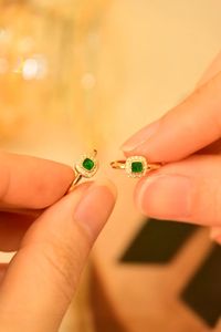 Xinfly 18k Real Gold Natural Diamond 0.3ct <b>Emerald</b> <b>Earring</b> - Product Image 2