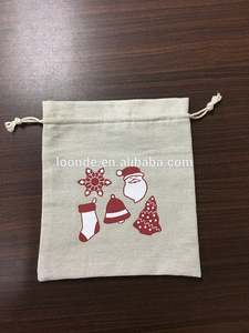 Personalizado 11x14 cm Navidad Impreso Yute Lino Bolsas con cordón Biodegradable Algodón Seda para Regalos Industria Barato con Logo - Product Image 5