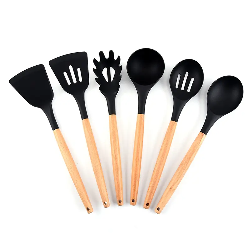 GC 6 pezzi di utensili da cucina in Nylon utensili da cucina in legno set di utensili da cucina