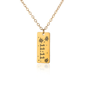 Collar con Colgante de Barra Cuadrada Grabada con el Número de Ángel 11:11 en Oro de 18K para Mujeres y Niñas, Moda 2026 - Product Image 6