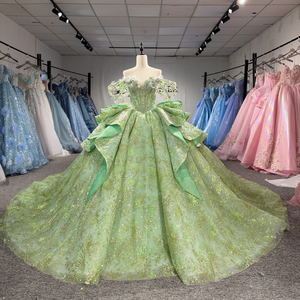 ชุดราตรีงาน Quinceanera สีเขียวเซจ ผ้าชีฟอง ป้องกันไฟฟ้าสถิตย์ แต่งคริสตัลวิบวับสไตล์วินเทจ ประดับลูกปัด พร้อมบราในตัว - Product Image 2