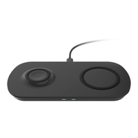 Almohadilla de soporte para cargador inalámbrico 2 en 1, carga rápida Dual de 15W para Samsung Galaxy Watch, auriculares, Android, móvil, iPhone, Airpods