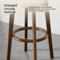 Tabouret de bar moderne et robuste avec dossier incurvé, siège rembourré et repose-pieds en bois pour hôtel, restaurant, îlot de cuisine et salon