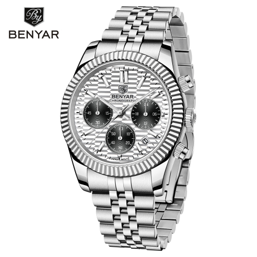 Benyar BY-S001 Fashion Sports Casual Mechanical Automatic Wristwatches Auto Date Clock Stainless Steel Men's Watch