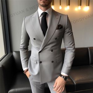 MOQ One Set Ropa de Hombre Azul 3 Piezas Trajes de Hombre Blazer Moda Slim Traje Chaqueta Traje de Un Solo Botón Abrigo Formal Suite para Hombre - Product Image 5