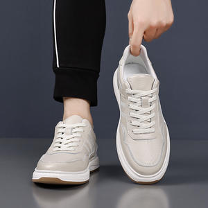 2025 baskets décontractées pour hommes couche supérieure en cuir de vachette véritable blanc chaussures de mode avec fermeture à lacets à la mode pour l'hiver - Product Image 4