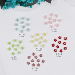 Breloques d'ongles en alliage 3D fleur <span class=keywords><strong>macaron</strong></span> pastel kawaii personnalisées, multicolores, à cinq pétales, perles et strass pour décoration d'ongles DIY - Product Image 2