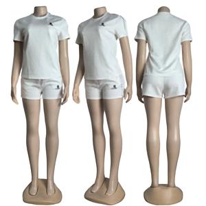 2025 nuova moda da <span class=keywords><strong>donna</strong></span> <span class=keywords><strong>tuta</strong></span> sportiva Jacquard stile europeo americano Casual tinta unita cintura colorata <span class=keywords><strong>pantaloncini</strong></span> a maniche corte - Product Image 5