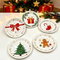 Assiette en mélamine dorée pour Noël, design à bords plissés, assiette de service pour biscuits pour les fêtes saisonnières