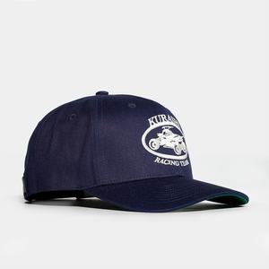 Casquettes personnalisées en coton bleu marine structurées à 6 panneaux avec logo brodé plat, casquettes snapback - Product Image 5