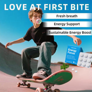Bán buôn L-theanine năng lượng caffeine máy tính bảng nhai nướu hỗ trợ năng lượng FOCUS đường miễn phí bạc hà kẹo cao su máy tính bảng - Product Image 6