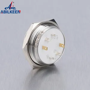 25mm Super Short Type Stainless Steel 1NO Momentary Metal Push Button Switch Customized 3 Color Light Illuminate LED Ring