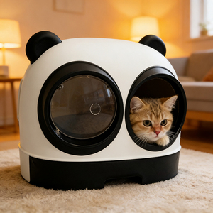 <span class=keywords><strong>Bac</strong></span> à litière pour chat <span class=keywords><strong>avec</strong></span> capot, entrée double, style panda, <span class=keywords><strong>avec</strong></span> tiroir et pelle à litière - Product Image 1