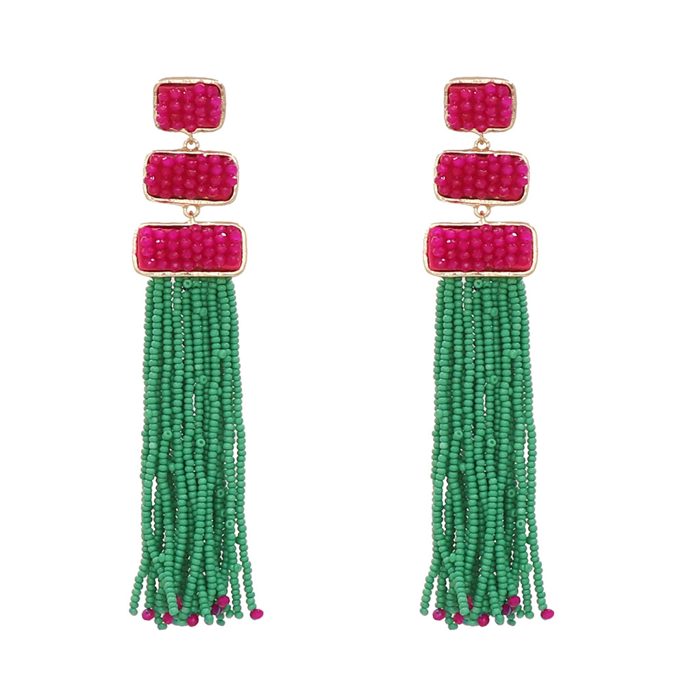 Orecchini pendenti con perle color argento vintage anni '90 / Gioielli con perline boho / Regalo di moda sostenibile - Italia