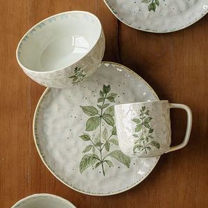 Hot New Wholesale Retro Dark Green Custom Stoneware Dinnerware <b>Set</b> Nordic Style Dishwasher Safe Eco-Friendly Tableware - Product Image 5