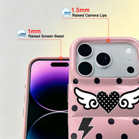 Casing HP Kulit PU Spons Motif Titik Abstrak Lembut untuk iPhone 15/16/17 Pro dengan Lubang Presisi di Bagian Bawah, Anti-Benturan