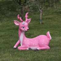 Patung Keluarga Rusa Pink Lucu dari Fiberglass untuk Dekorasi Taman Resort dan Komunitas