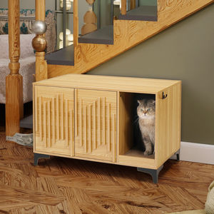 Kunden spezifische Katzen toilette im Möbels til mit Kissen Holzhaus Indoor Pet Cabinet mit Katzen form Loch Tisch oberfläche - Product Image 4
