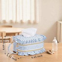 Pochette portable matelassée pour lingettes de bébé, support en coton pour lingettes, logo personnalisé, vente en gros d'usine pour poussette et voyages en extérieur