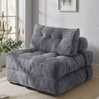 Fauteuil pouf moderne minimaliste recouvert de tissu, rembourrage en mousse, design pliable, housse amovible, confort extra doux