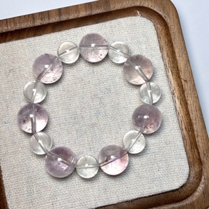 Pulsera de amatista boliviana rara de 14 mm con cuarzo transparente de 10 mm, joyería de piedras preciosas de 17 cm, 38,5 g, cristal morado oscuro, regalo para mujer - Product Image 3