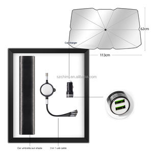 Regalos novedosos, sombrilla para coche, paraguas + cable USB + cargador de coche, juego de regalo publicitario, productos amigables de lujo de gama alta - Product Image 1