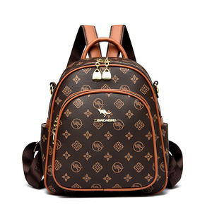 Sac à dos antivol portable à motif géométrique en PU de haute qualité avec cadre interne et sac à main de créateur pour usage quotidien des étudiants - Product Image 1