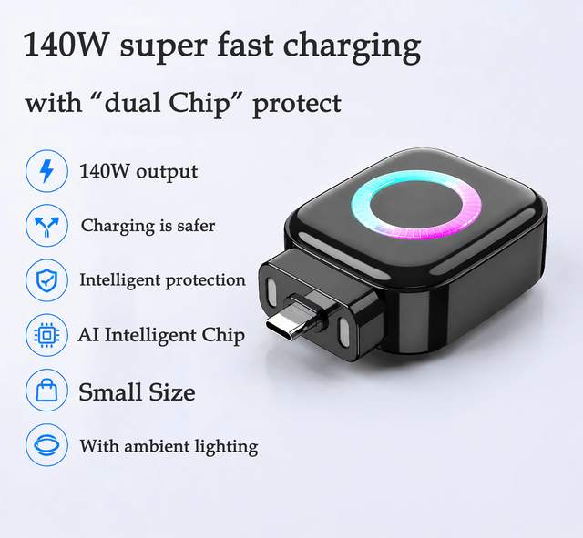 2026 Trending 140W GaN Fast Charger PD 3.1 Auto Eject USB C Adapter, TikTok Viral EPR Power Hub for Macbook Pro Laptop iPhone