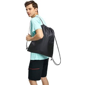 Sports Gym <b>Backpack</b> Bags Washable Black <b>Drawstring</b> Made of Durable Polyester - Product Image 3