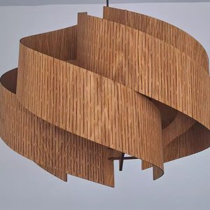 Lustre en bois en spirale Vintage E27, lampe ronde à six têtes à économie d'énergie pour salon, chambre à coucher, bureau, décoration de la maison - Product Image 3