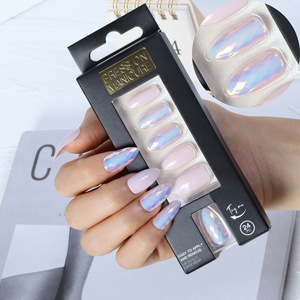 24 faux ongles en mini-pack, effet miroir magique, courts, en amande, à presser, vente en gros - Product Image 6