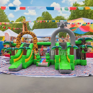 <span class=keywords><strong>Location</strong></span> gonflable commerciale de château plein d'entrain de <span class=keywords><strong>maison</strong></span> de rebond de terrain de jeu de zoo de PVC avec la glissière et le ventilateur - Product Image 1