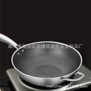 Stainless Steel Wok 32Cm Full Honeycomb Non-Coated Non-Stick For Stir Fry Cooking - Product Image 3