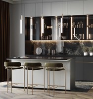 Tabouret de bar moderne en velours et métal – Robuste pour la maison, le bar, le salon, l'hôtel et les centres commerciaux