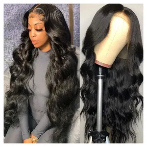 100% Mink Virgin Brazilian Body Wave 13x6 Transparent Swiss Lace Front Wig Cuticle Aligned Human Hair Wholesale