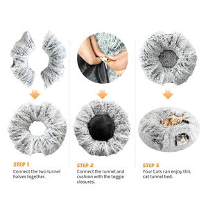Lit tunnel en peluche chat beignet doux personnalisé en usine avec tapis central pour chaton/chiot/lapin - Product Image 4