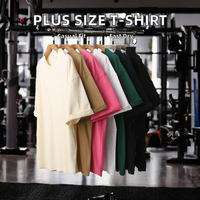 T-shirt Col Rond Oversize pour Homme, Coton Lourd 100% Respirant, Écologique, Décontracté, Grandes Tailles, En Stock