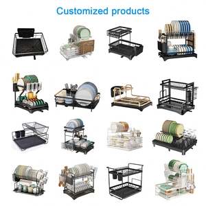 Nuevo y en Oferta: Escurridor de Platos de Cocina de 2 Niveles con Soportes para Cuchillos y Cucharas, Bandeja Escurridora para Fregadero - Product Image 4