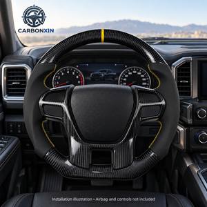 Volante Deportivo de Fibra de Carbono y Cuero con 3 Radios y Agarre de 40 mm para F-150 Ranger Maverick Everest Bronco y Bronco Sport - Product Image 4