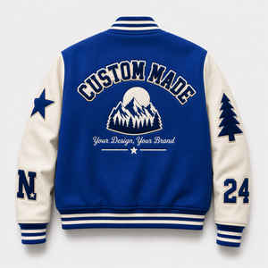 Chaqueta Varsity <span class=keywords><strong>de</strong></span> Lana Azul Rey con Logotipo Personalizado para <span class=keywords><strong>Hombre</strong></span>, Mangas <span class=keywords><strong>de</strong></span> <span class=keywords><strong>Cuero</strong></span> Crema, Chaqueta Letterman con Parche <span class=keywords><strong>de</strong></span> Chenilla Bordado, Chaqueta <span class=keywords><strong>de</strong></span> Béisbol - Product Image 2