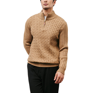 <span class=keywords><strong>Pull</strong></span> en maille torsadée pour <span class=keywords><strong>homme</strong></span>, <span class=keywords><strong>col</strong></span> <span class=keywords><strong>montant</strong></span> semi-zippé, style décontracté chic, couleur unie, luxe léger - Product Image 2