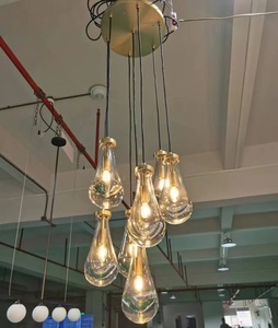 Đèn chùm sang trọng hiện đại Giọt Nước Mắt thả pha lê mặt dây đèn hậu hiện đại đầu giường treo ánh sáng phòng khách xoắn ốc cầu thang đèn chùm - Product Image 1