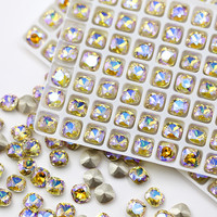 Pierre de cristal en verre K9 à dos pointu, carrée, de 4 mm à 18 mm, toutes tailles, pour la mode, les vêtements et la conception 3D - Paso Sico