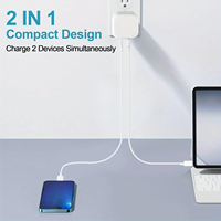 Cargador Rápido Universal con Doble Puerto USB Tipo-C PD y Enchufe UK/EU para Teléfonos Inteligentes Android, Tabletas, Relojes Inteligentes y Cámaras
