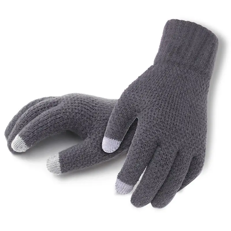 Touch Screen Handschoenen Mannen Fluwelen Winter Dikke Jacquard Warme Wollen Gebreide Handschoenen