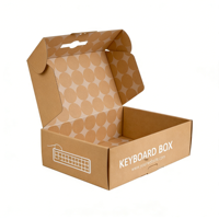 Boîte en carton ondulé kraft durable en gros pour clavier et électronique, boîte d'expédition personnalisée avec motif interne imprimé pour pièces d'ordinateur